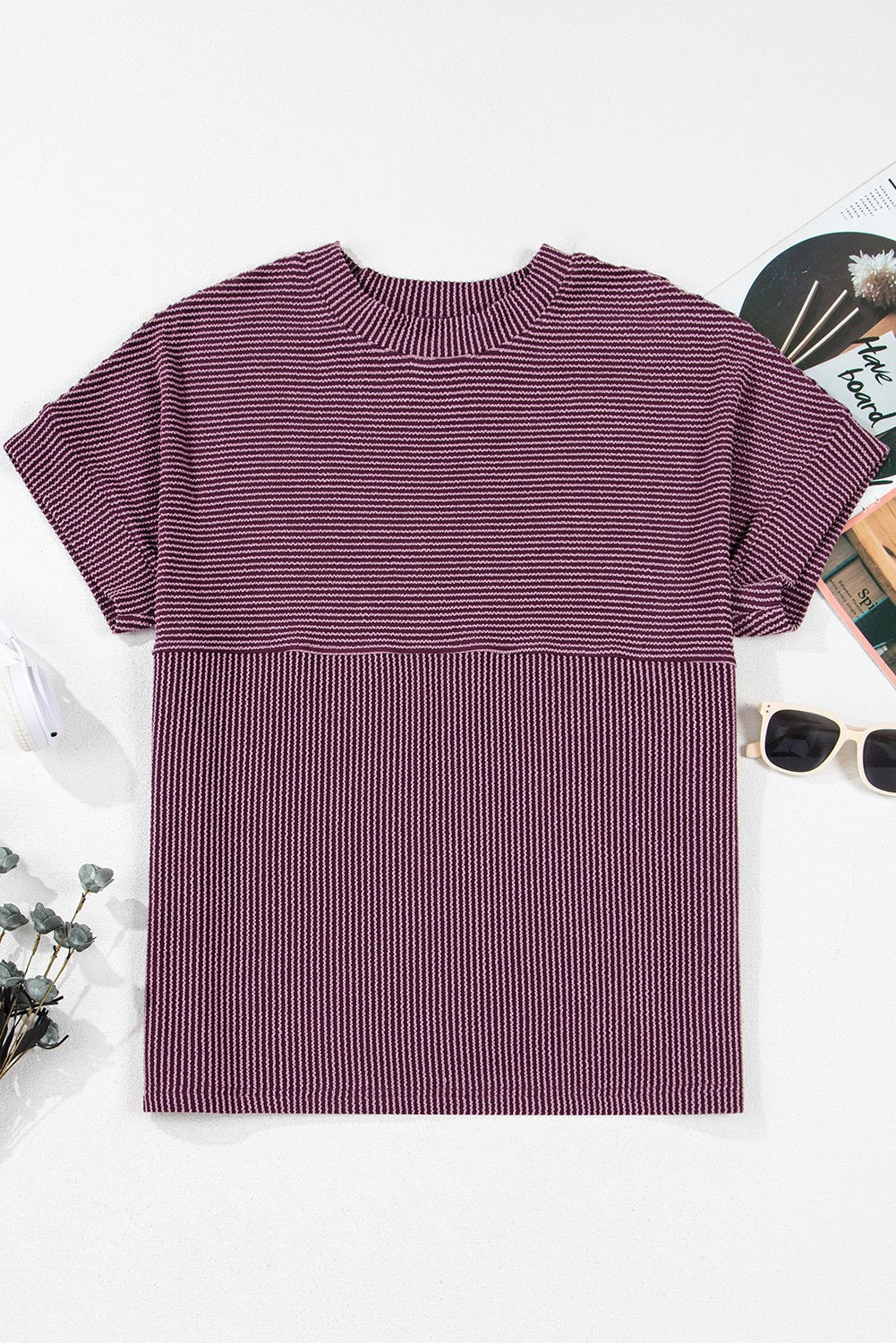 Purple Grey Corded T Shirt LT