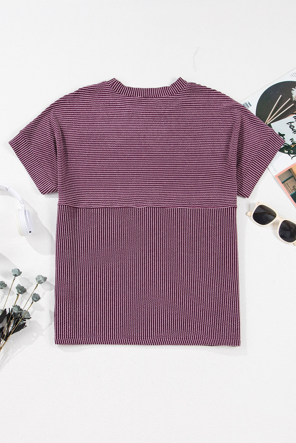 Purple Grey Corded T Shirt LT