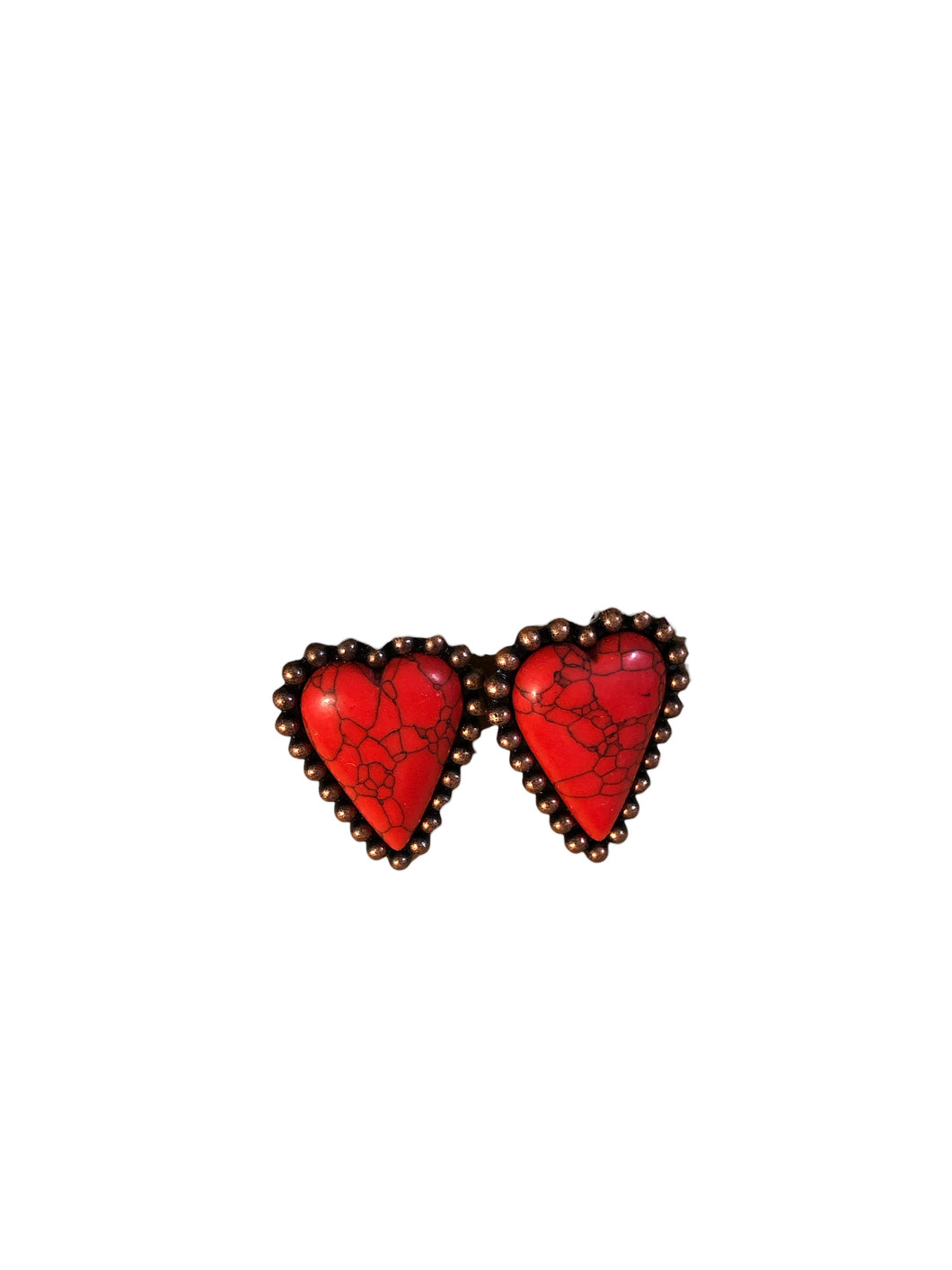 Red and Bronze Stone Hearts