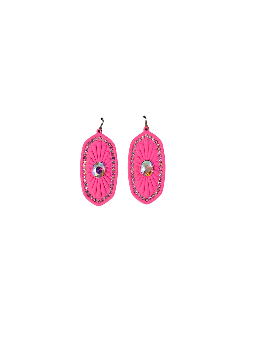 Fuschia rhinestone dangle earrings