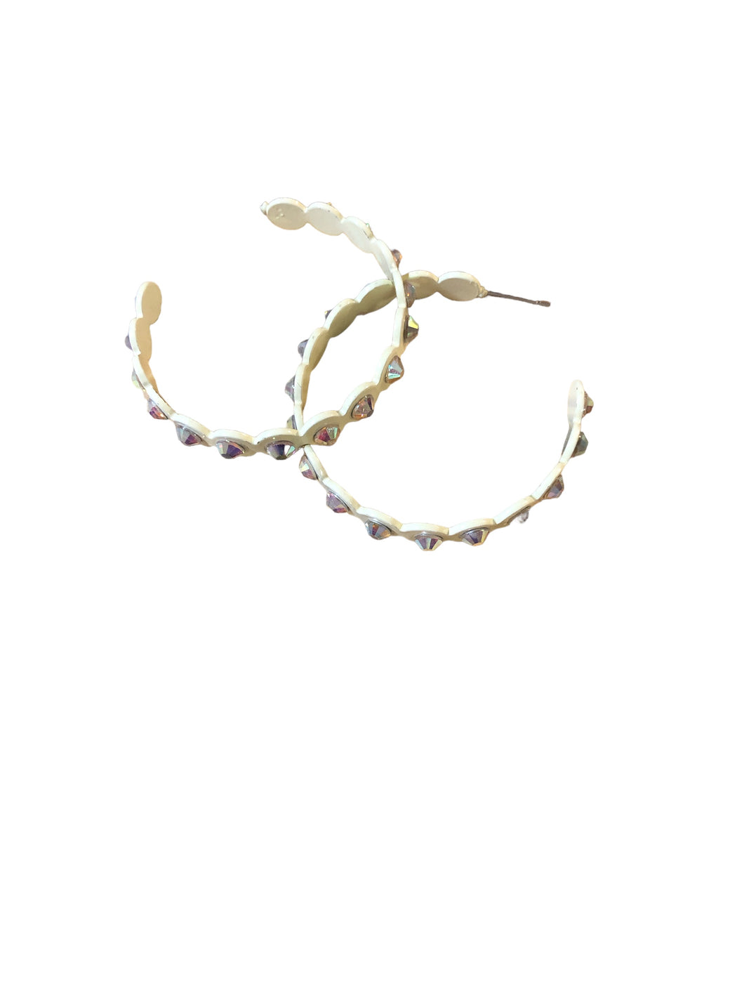 Cream Rhinestone Hoops