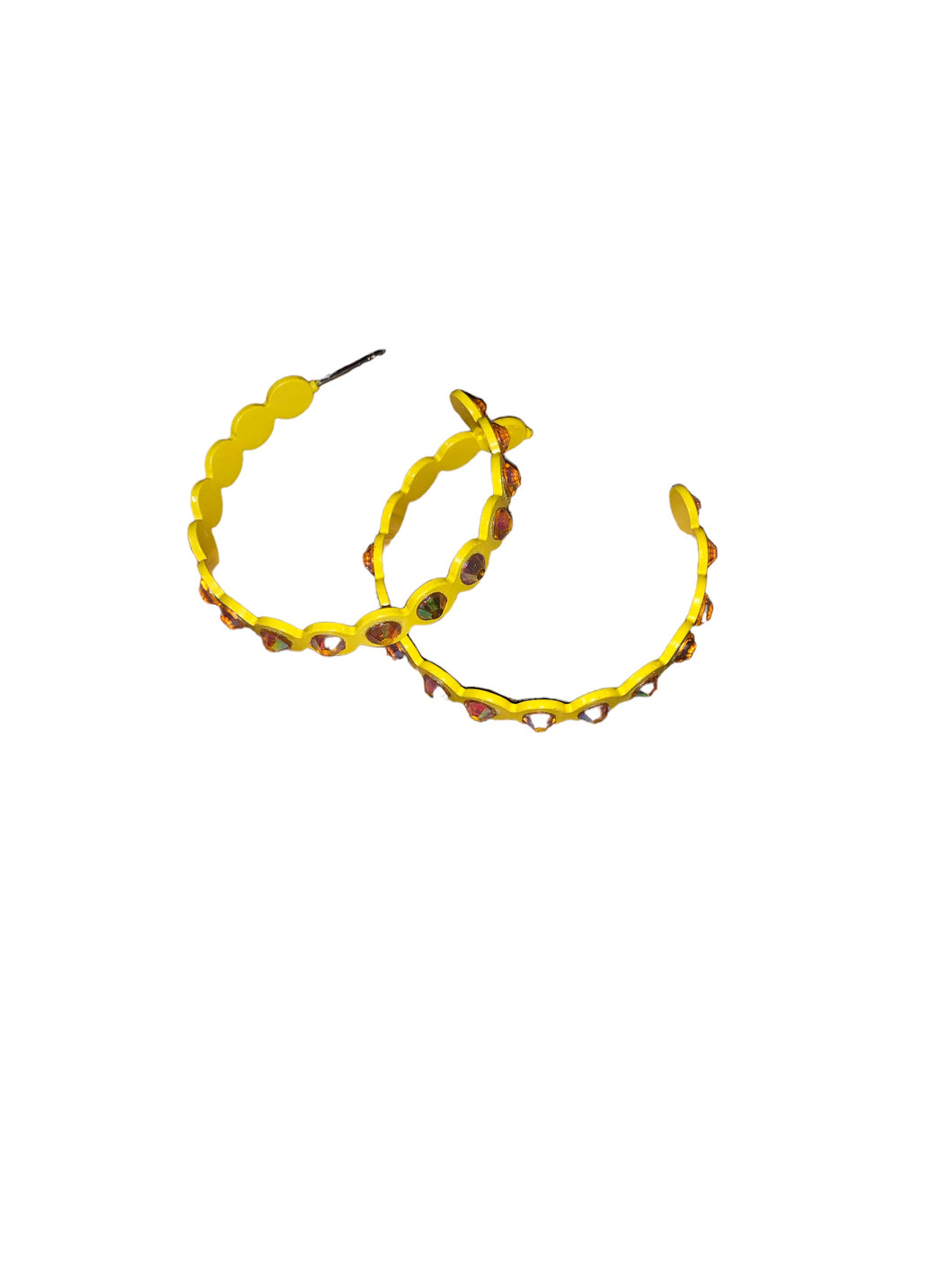 Yellow Rhinestone Hoops