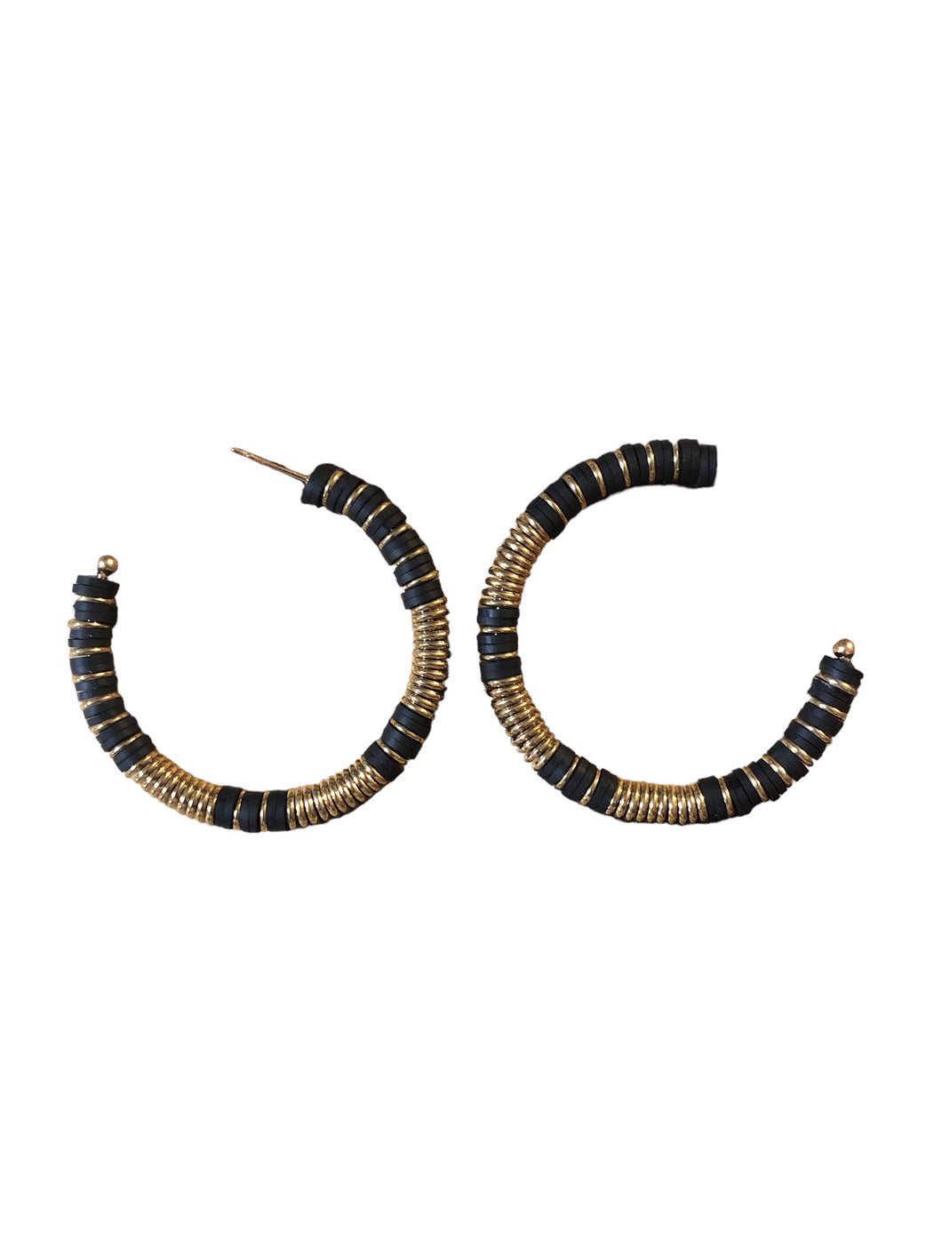 Black and Gold Hoop Earrings