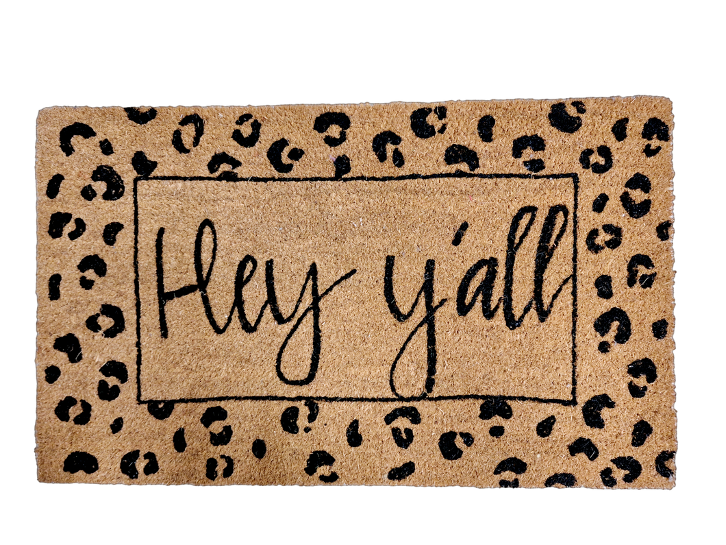 Hey Yall leopard door mat