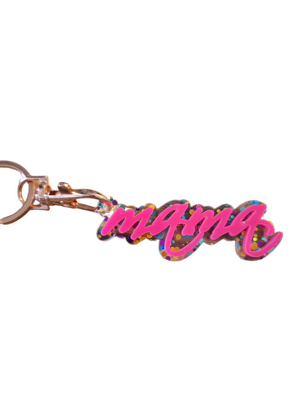 Acrylic Glitter Mama Keychain