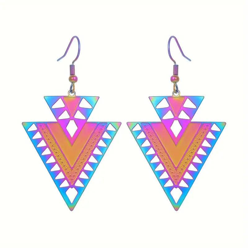 Oil slick Aztec Earrings