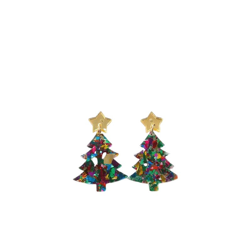 Confetti Glitter Christmas Tree Earrings