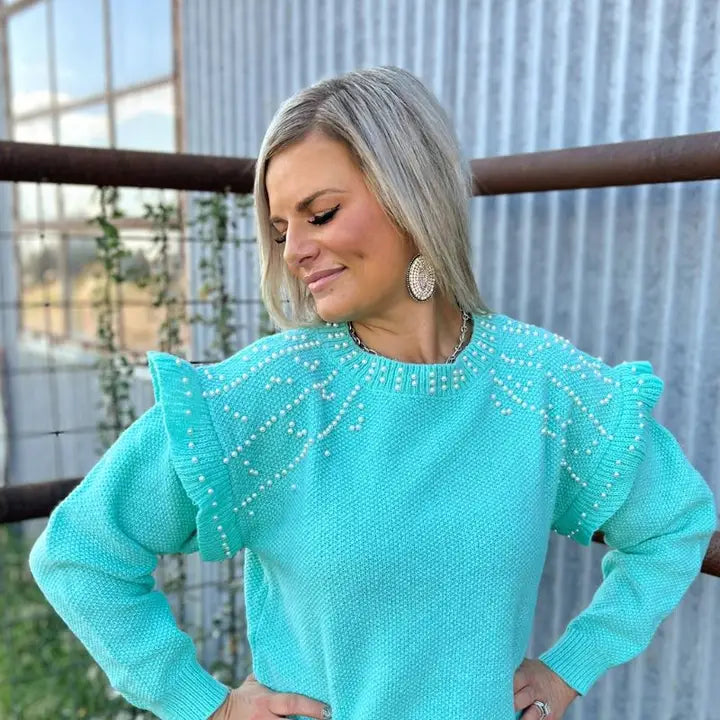 Turquoise Pearl Sweater