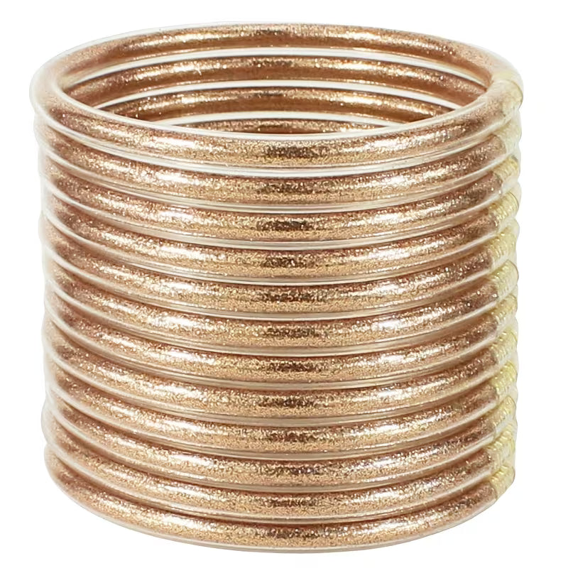 Gold Glitter Jelly Bangles