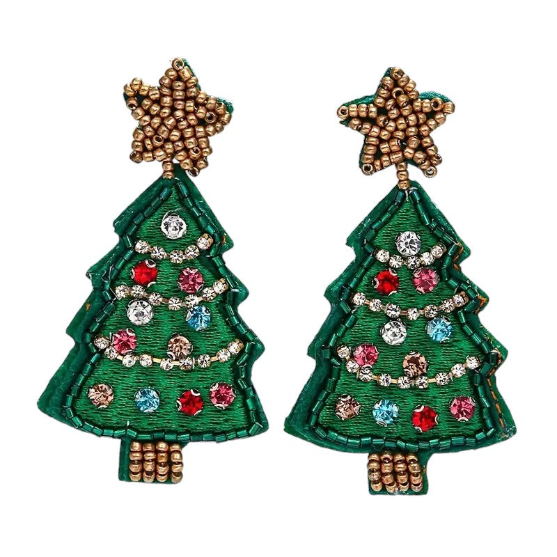 Beaded Christmas Tree Earrings