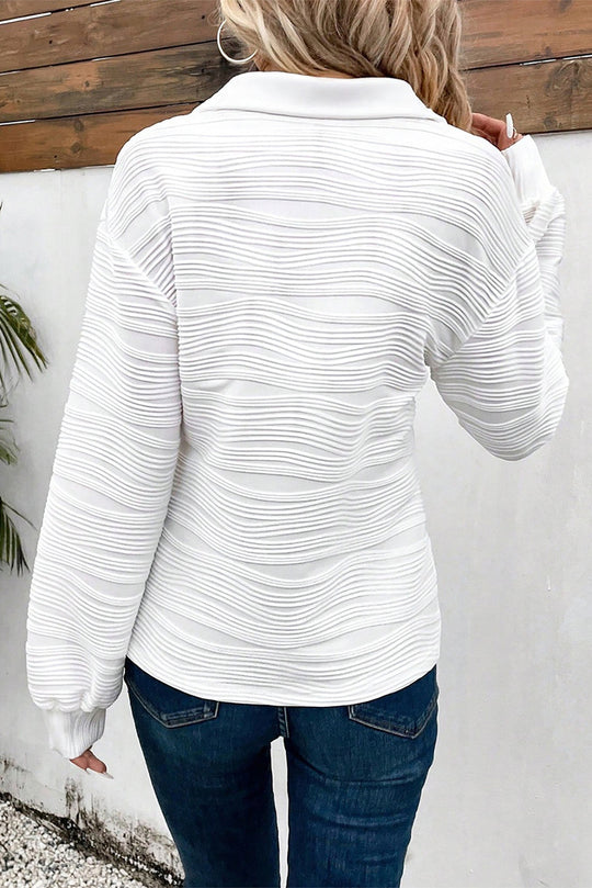 White Solid Textured Pullover LT