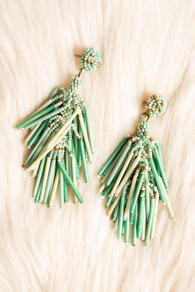 Mint Tassel Earrings