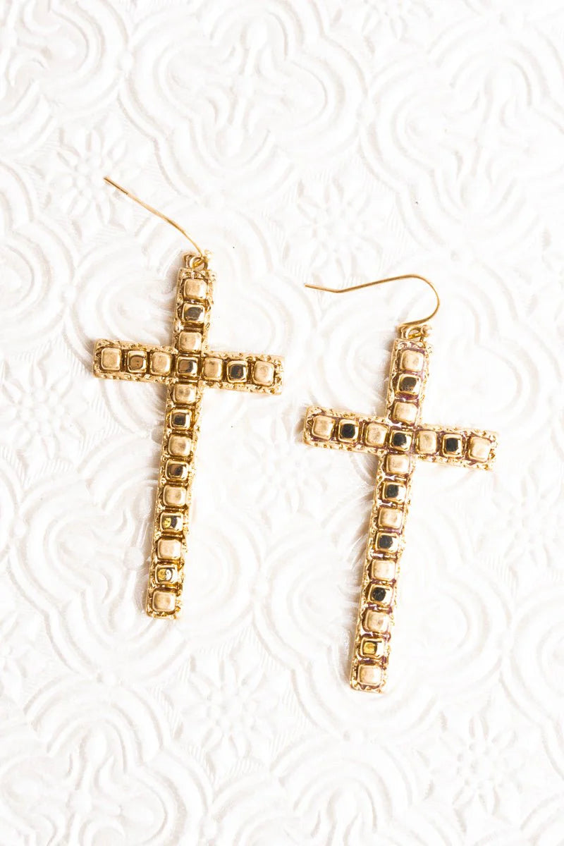 Gold Cross Earrings