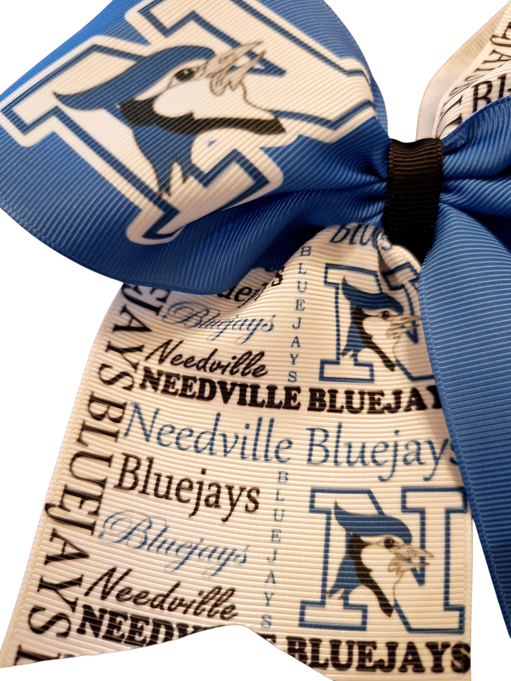 Needville Bluejay Hair Bow, alternate view