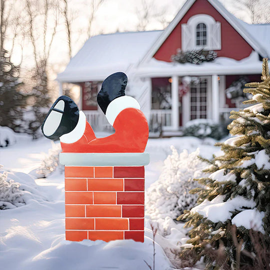 Santa in the Chimney Yard Stake