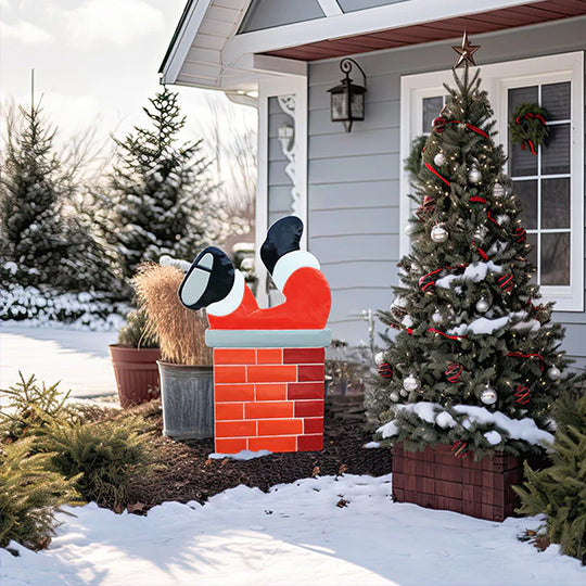 Santa in the Chimney Yard Stake