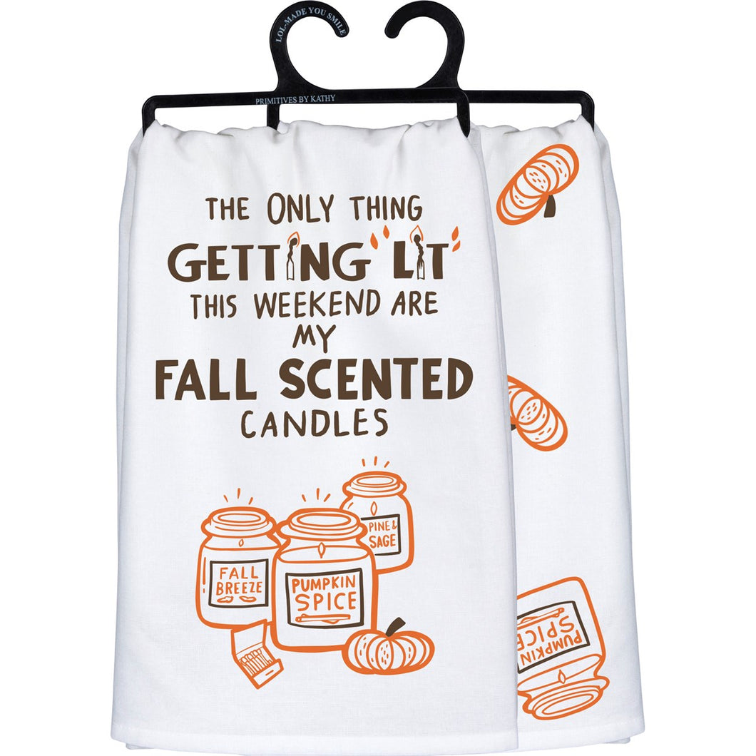 Fall candles tea towel