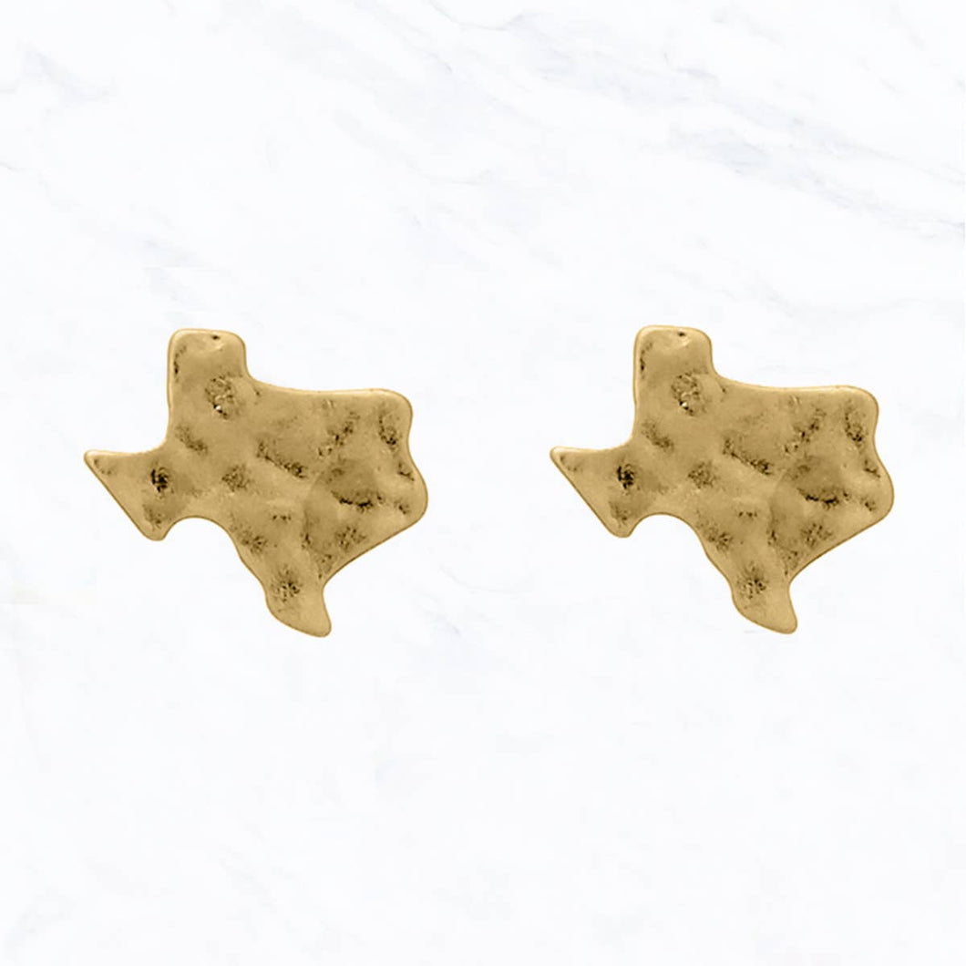 Hammered Texas Map Post Earrings